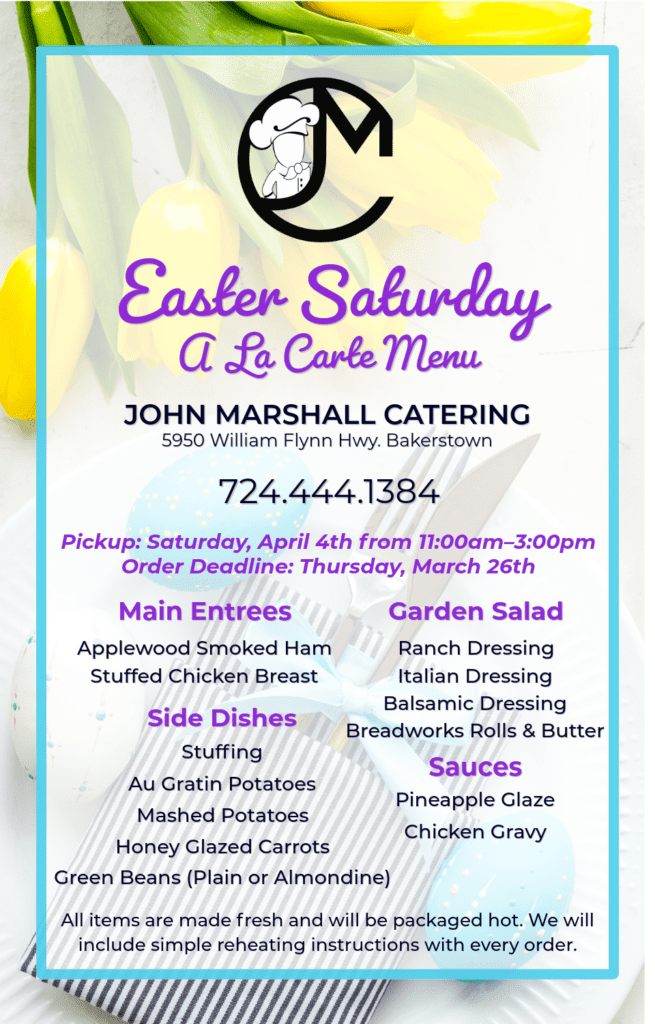 Easter Menu 2026 for Saturday Pick up